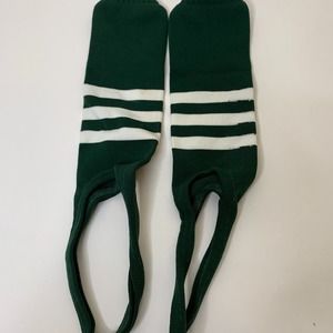 Baseball Knee High Stirrup Socks Dark Green White - Large